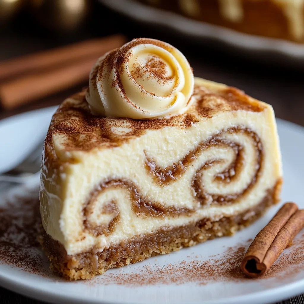 Cinnamon Roll Cheesecake recipe, a perfect blend of creamy cheesecake and warm cinnamon rolls.