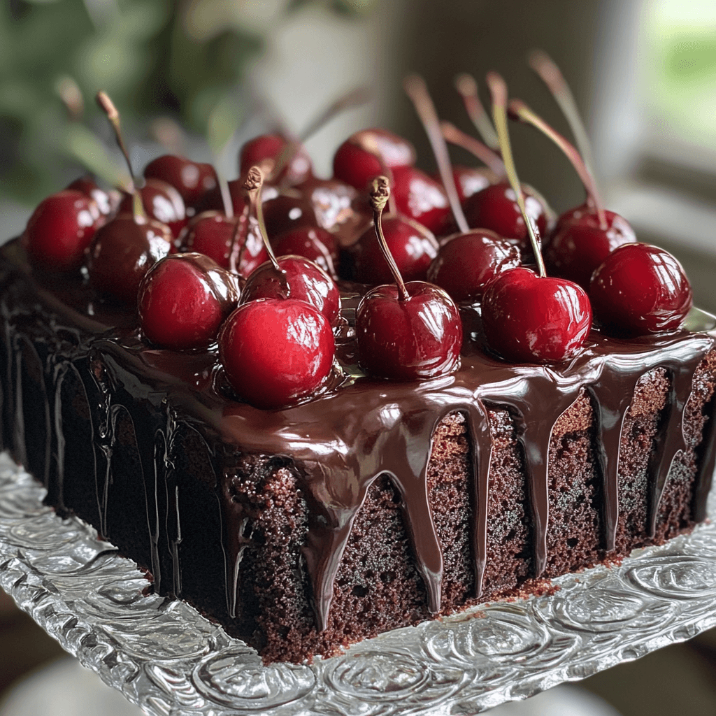 One Slice of Cherry Chocolate Chip Poke Cake: A Sweet and Tart Delight