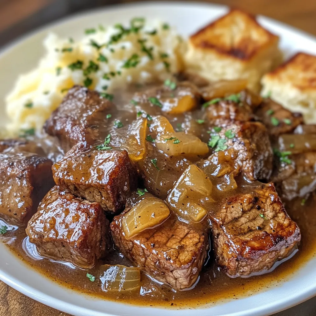 Cubed Steak with Onion Gravy Recipe - Easy, Hearty, and Comforting