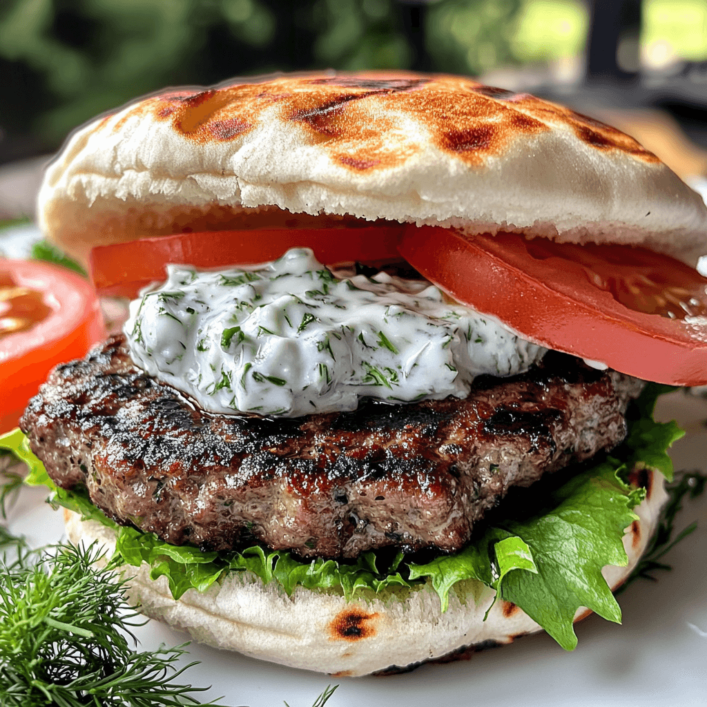 Grilled Lamb Burger with Tzatziki Sauce